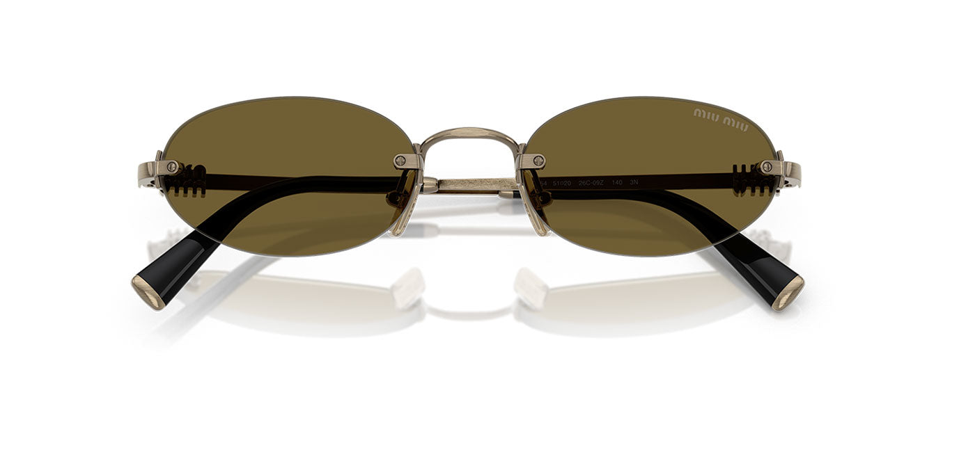 Miu Miu MU A54S Sunglasses - Old Gold / Dark Brown