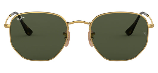 Ray-Ban RB3548N Hexagonal Flat Lens Sunglasses - Gold / Green