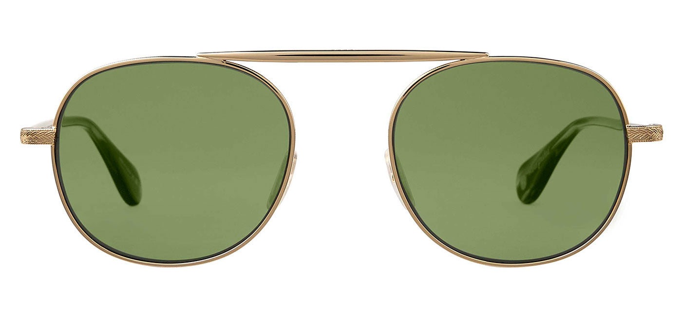 Garrett Leight Van Buren II Sunglasses - Gold Sap Tortoise / Flat Pure Green