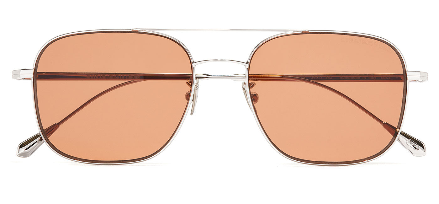 Cutler and Gross 0003 Sunglasses - White Gold Rhodium 18K / Light Brown