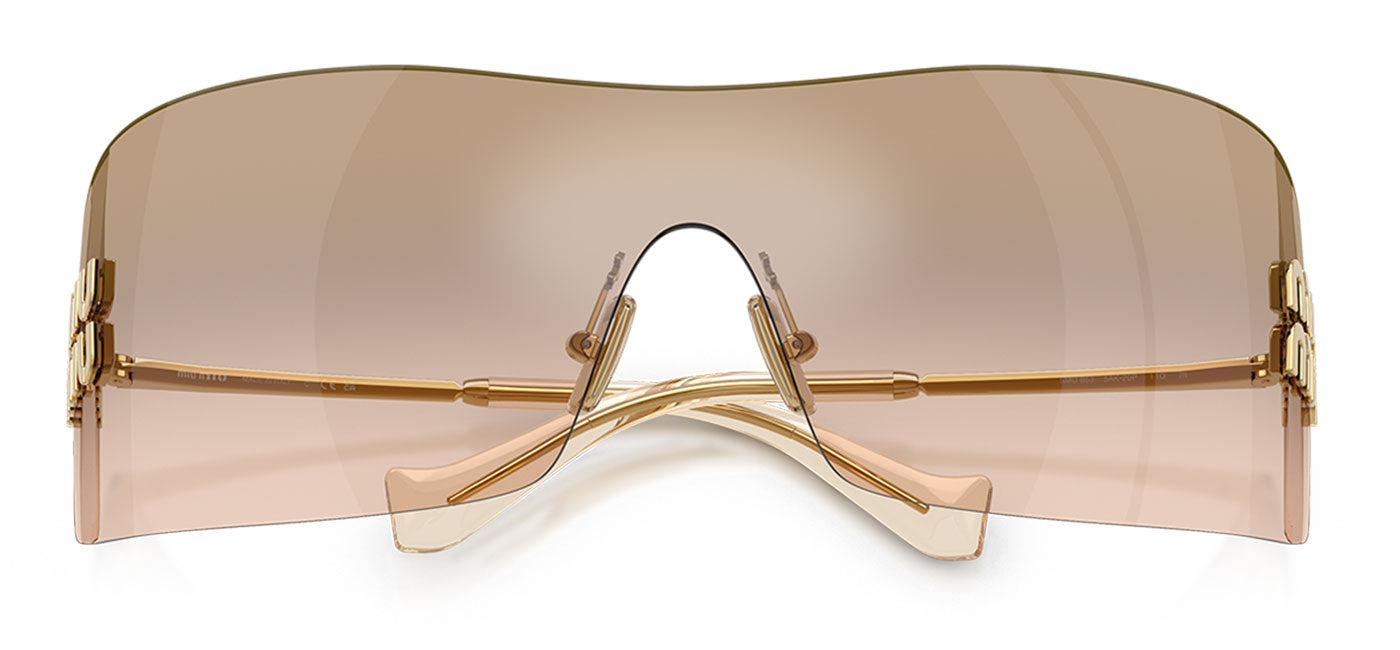 Miu Miu MU B53S Sunglasses - Gold / Light Brown Mirror Bronze