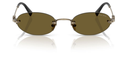 Miu Miu MU A54S Sunglasses - Old Gold / Dark Brown