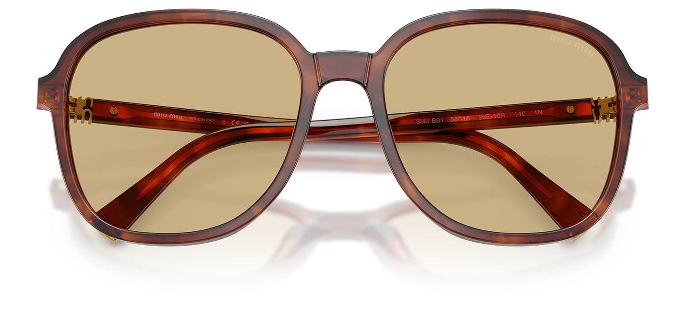 Miu Miu MU B01S Sunglasses - Striped Tobacco / Yellow