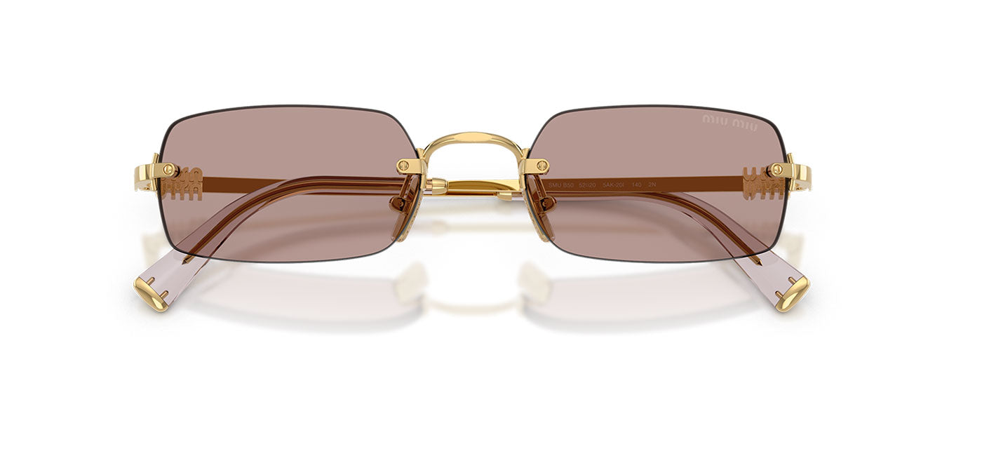 Miu Miu MU B50S Sunglasses - Gold / Light Purple Brown