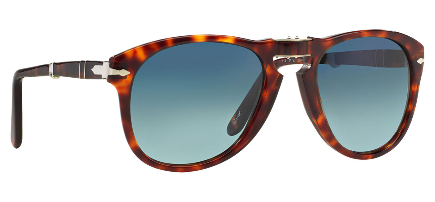 Persol PO0714 Folding Sunglasses - Havana / Crystal Blue Gradient Polarised
