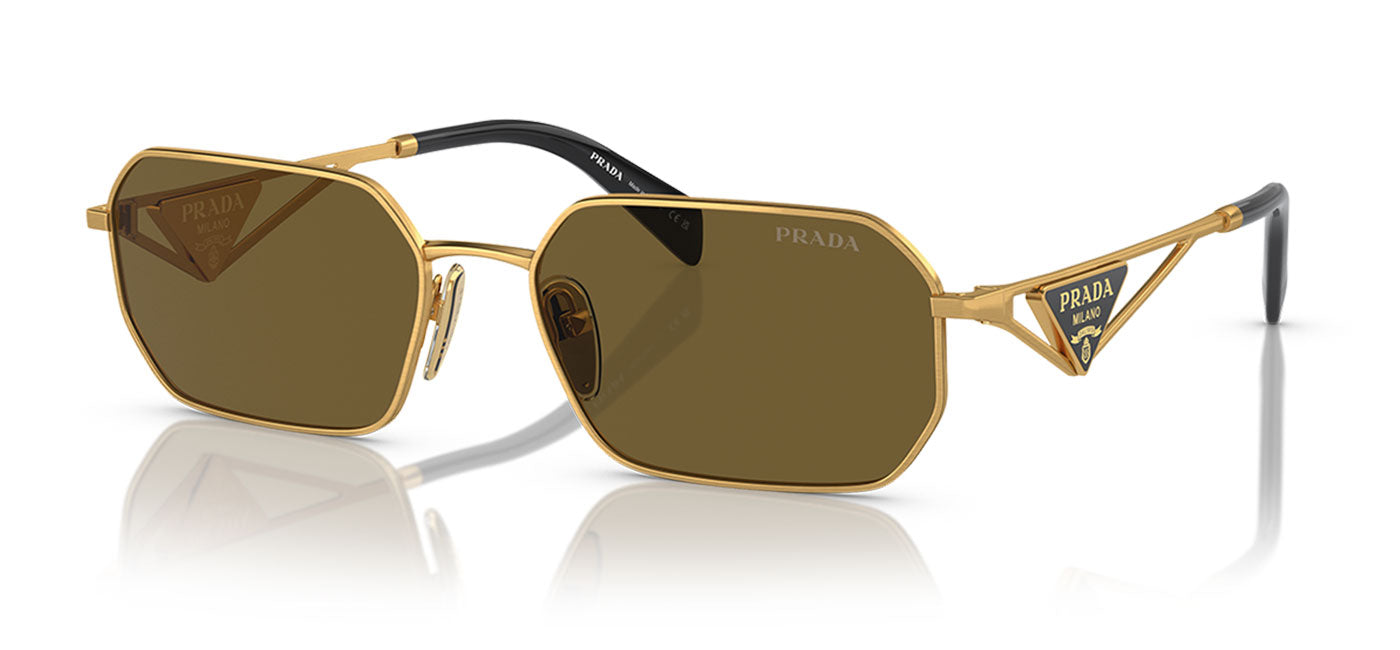 Prada PR A51S Sunglasses - Matte Gold / Dark Brown
