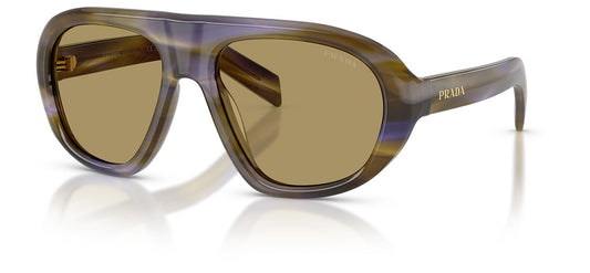 Prada PR C05S Sunglasses - Striped Laguna / Green Olive