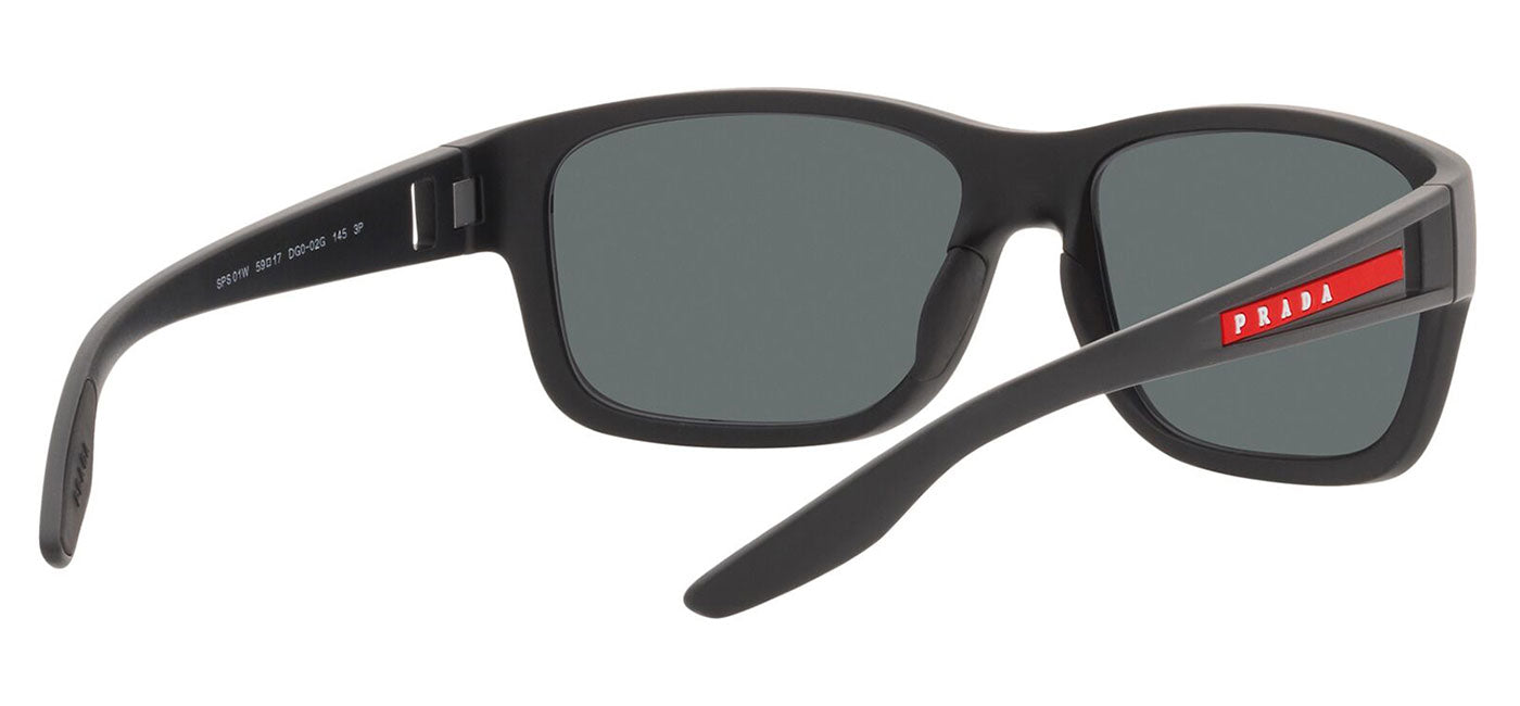 Prada Linea Rossa PS 01WS Sunglasses - Black Rubber / Dark Grey Polarised