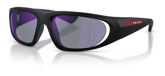 Prada Linea Rossa PS B03S Sunglasses - Matte Black / Dark Blue Mirror Violet