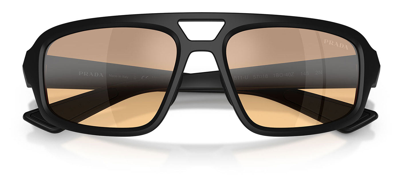Prada Linea Rossa PS B11SU Sunglasses - Matte Black / Orange Mirror Silver Gradient