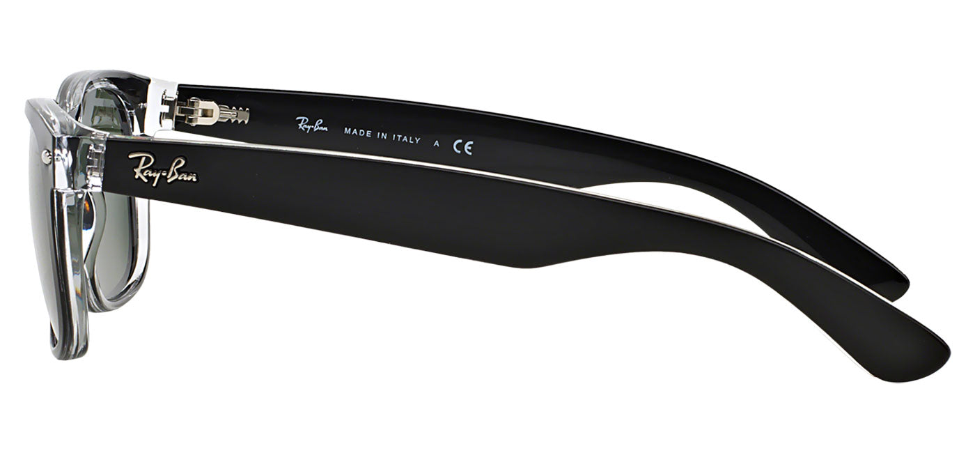 Ray-Ban RB2132 New Wayfarer Sunglasses - Black on Transparent / Green