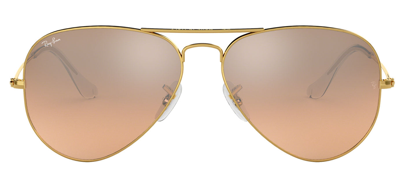 Ray-Ban RB3025 Aviator Sunglasses - Gold / Brown Pink Gradient Silver Mirror
