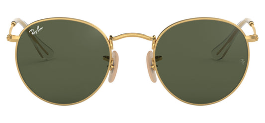 Ray-Ban RB3447N Round Metal Flat Lenses Sunglasses - Gold / Green