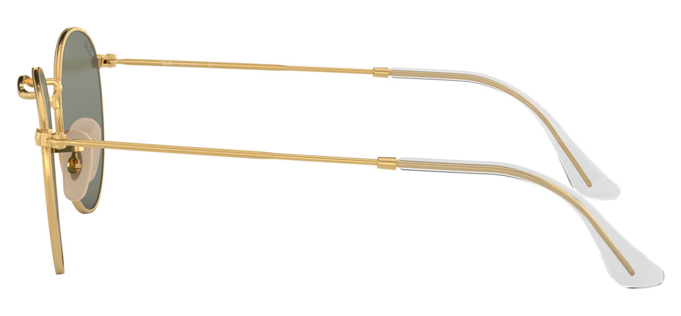 Ray-Ban RB3447N Round Metal Flat Lenses Sunglasses - Gold / Green