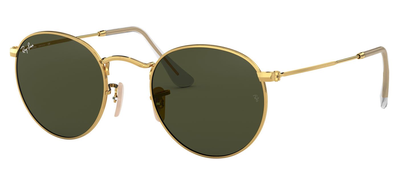 Ray-Ban RB3447 Round Metal Sunglasses - Gold / Green