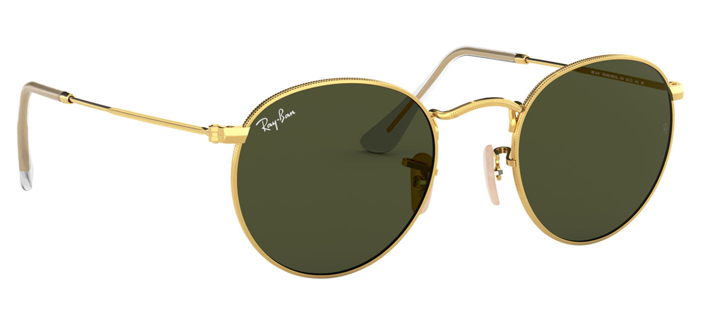 Ray-Ban RB3447 Round Metal Sunglasses - Gold / Green