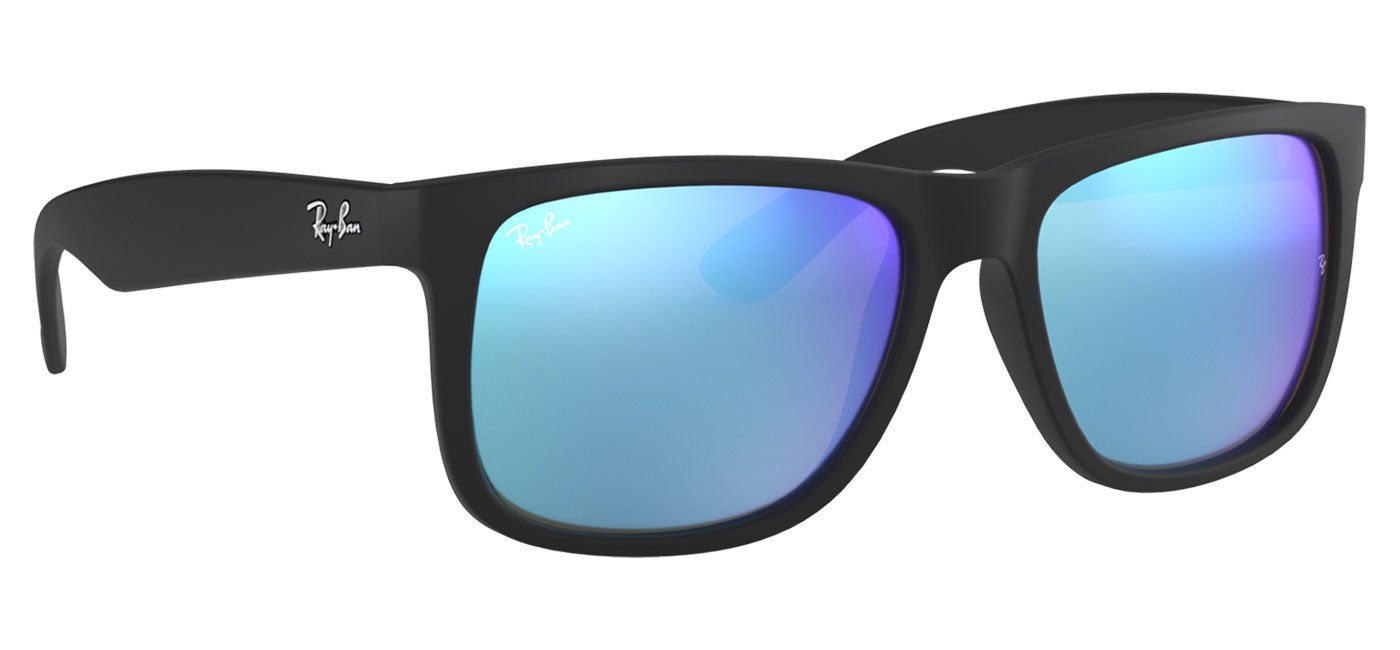 Ray-Ban RB4165 Justin Sunglasses - Rubberised Black / Blue Flash