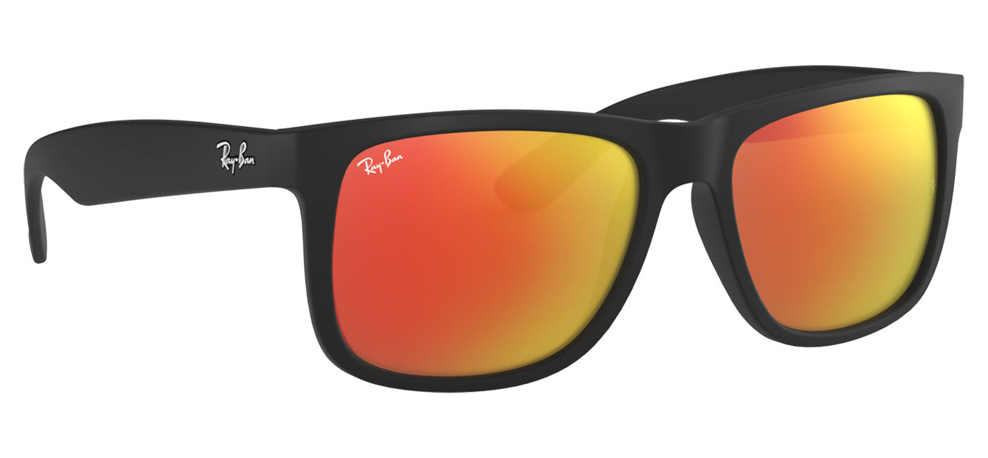 Ray-Ban RB4165 Justin Sunglasses - Rubberised Black / Orange Flash