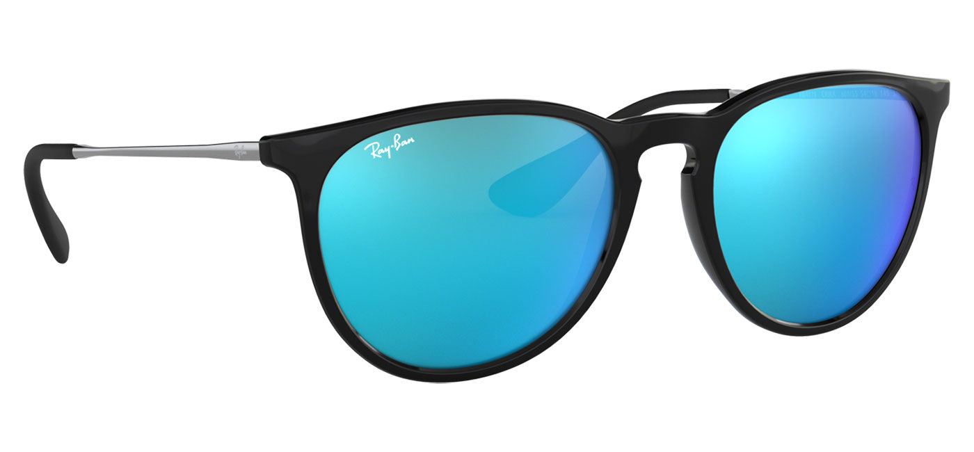 Ray-Ban RB4171 Erika Sunglasses - Gloss Black / Blue Mirror