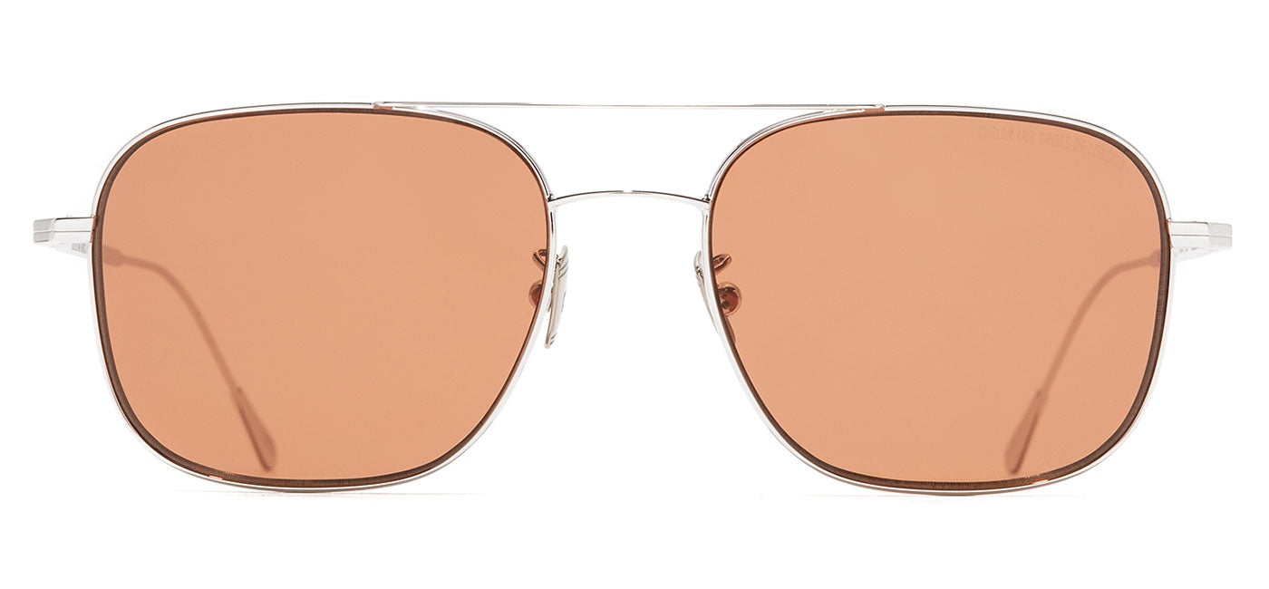 Cutler and Gross 0003 Sunglasses - White Gold Rhodium 18K / Light Brown