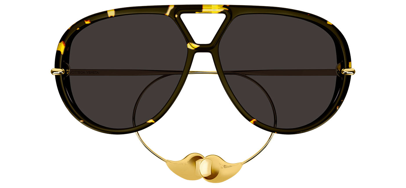 Bottega Veneta BV1273S Sunglasses - Havana & Gold / Grey