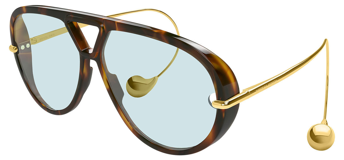 Bottega Veneta BV1273S Sunglasses - Havana & Gold / Green