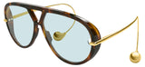 Bottega Veneta BV1273S Sunglasses - Havana & Gold / Green