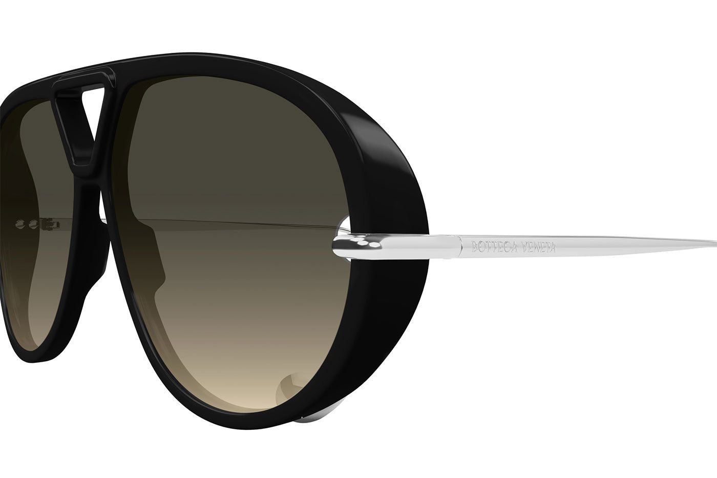 Bottega Veneta BV1273S Sunglasses - Black & Silver / Brown