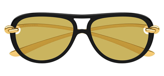 Bottega Veneta BV1418S Sunglasses - Black & Gold / Yellow
