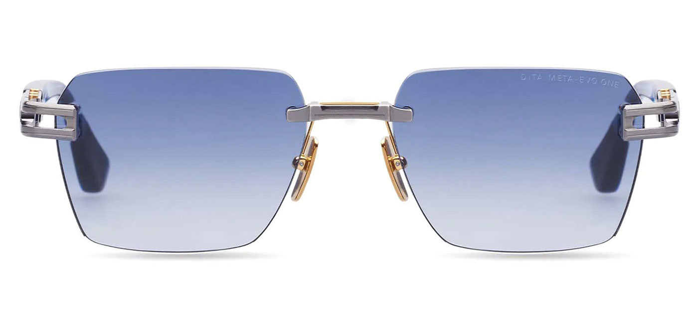 DITA Meta-Evo One Sunglasses - Antique Silver and Blue Swirl / Blue to Clear Gradient