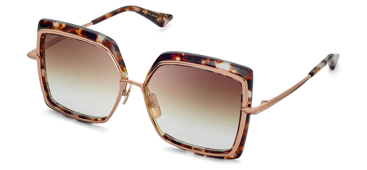 DITA Narcissus Sunglasses - Cream Tortoise and Rose Gold / Dark Brown to Clear Gradient