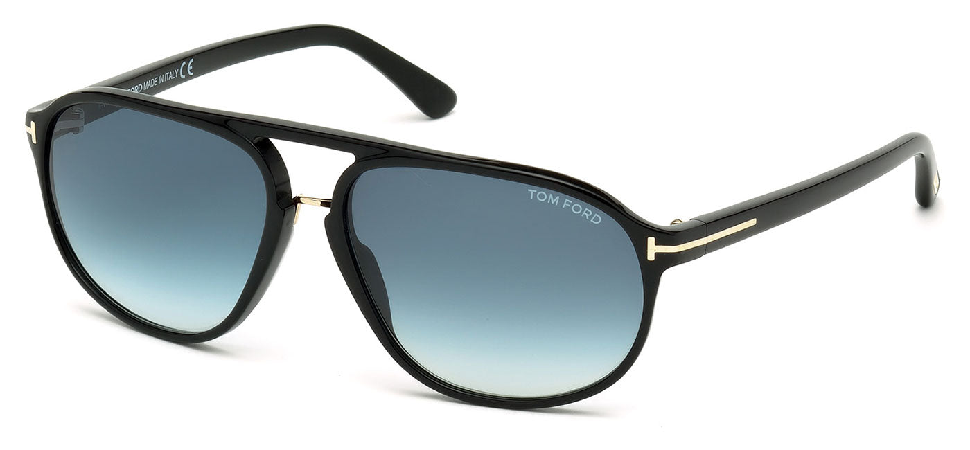 Tom Ford FT0447 Jacob Sunglasses - Shiny Black / Gradient Green
