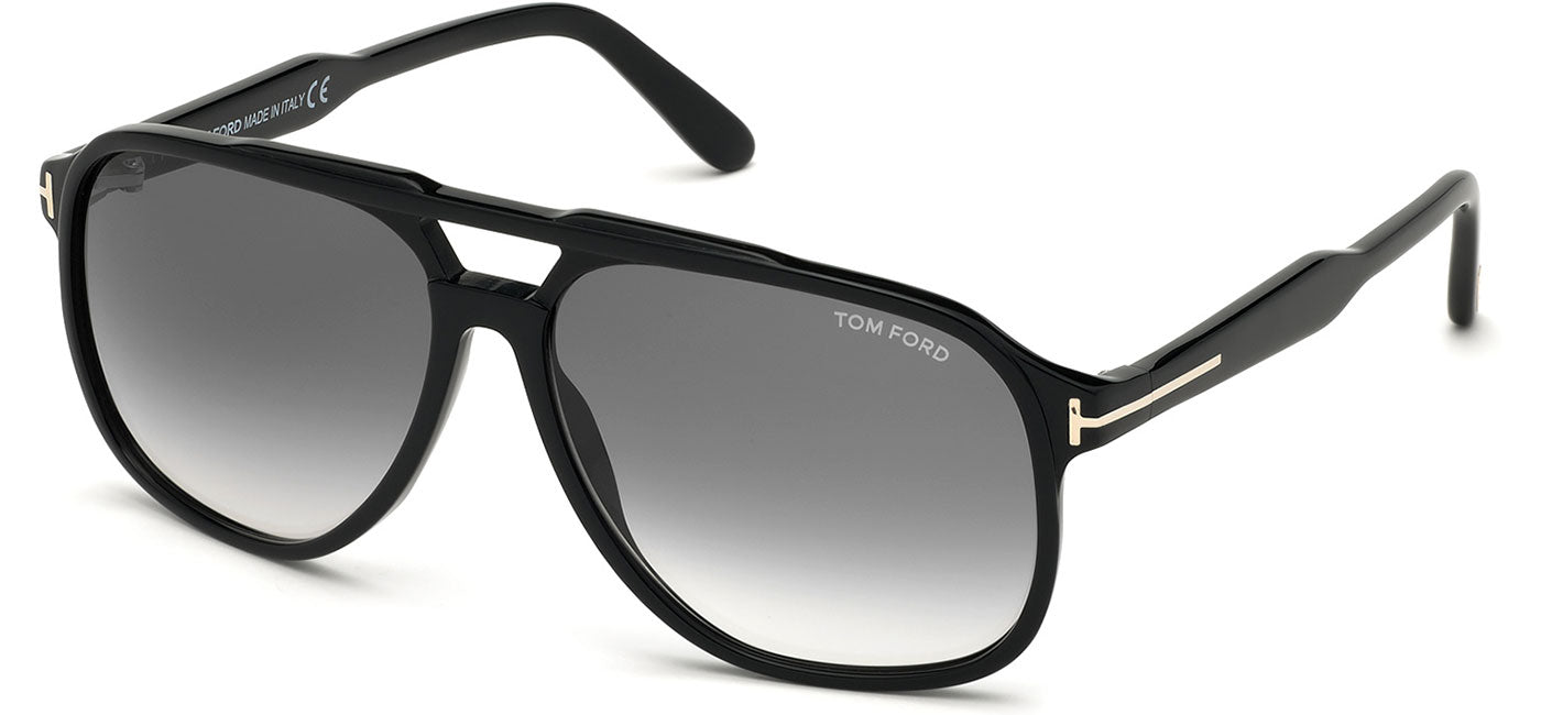 Tom Ford FT0753 Raoul Sunglasses - Shiny Black / Gradient Smoke