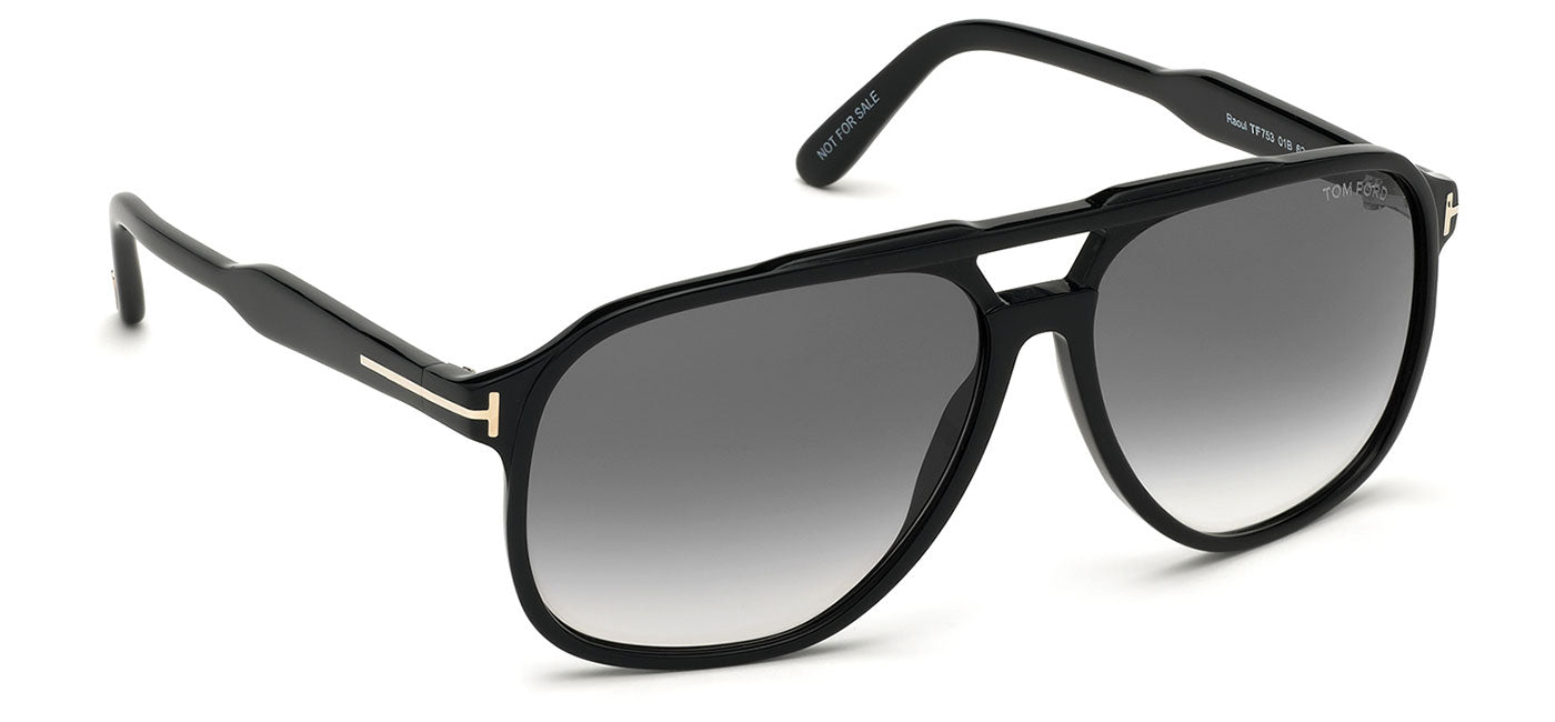 Tom Ford FT0753 Raoul Sunglasses - Shiny Black / Gradient Smoke