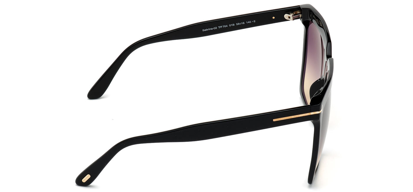Tom Ford FT0764 Sabrina Sunglasses - Shiny Black / Gradient Smoke