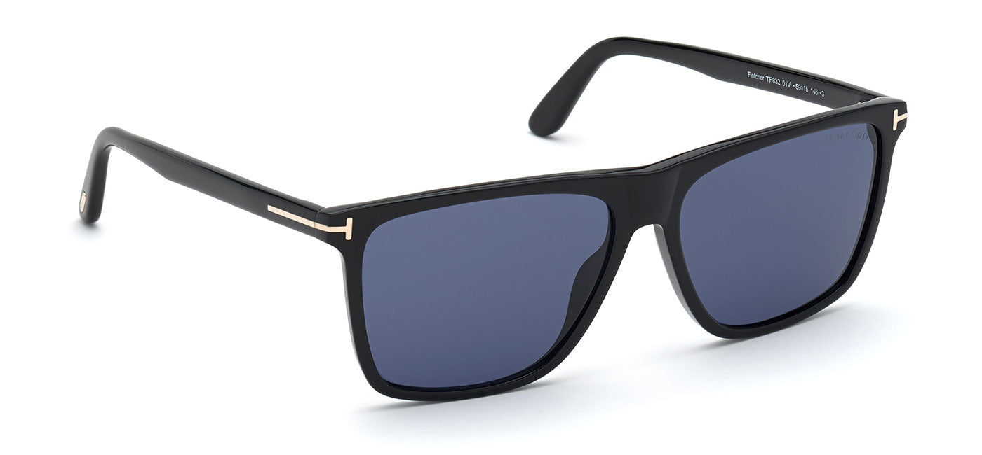 Tom Ford FT0832 Fletcher Sunglasses - Shiny Black / Blue