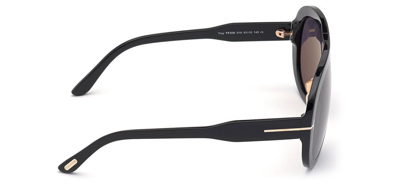 Tom Ford FT0836 Troy Sunglasses - Shiny Black / Smoke