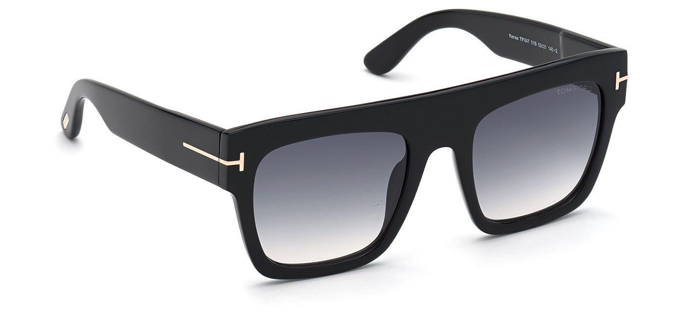Tom Ford FT0847 Renee Sunglasses - Shiny Black / Gradient Smoke