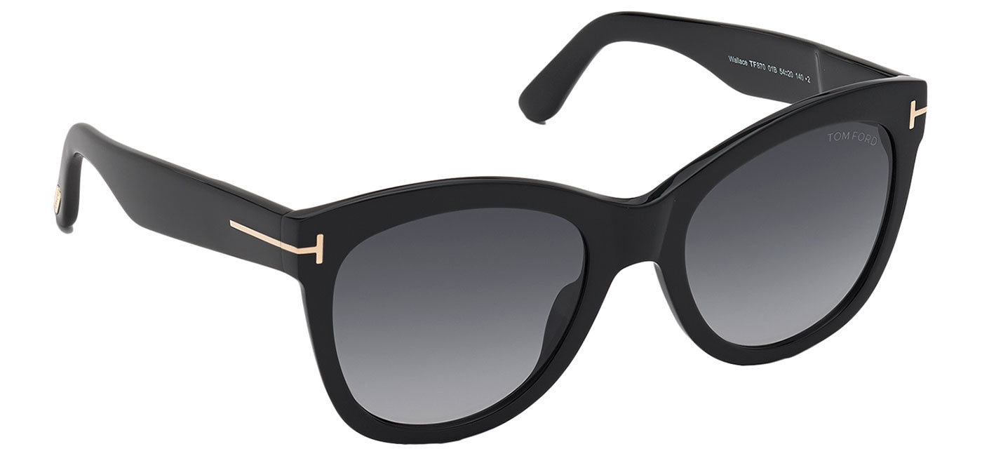Tom Ford FT0870 Wallace Sunglasses - Shiny Black / Gradient Smoke