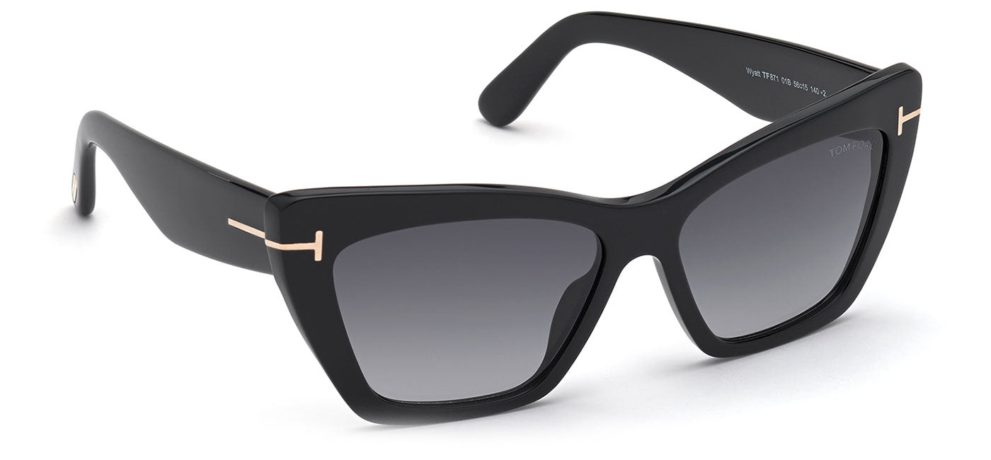 Tom Ford FT0871 Wyatt Sunglasses - Shiny Black / Gradient Smoke