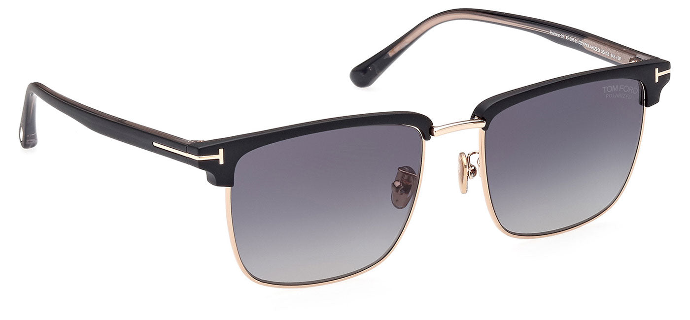 Tom Ford FT0997-H Hudson Sunglasses - Matte Black / Smoke Polarised