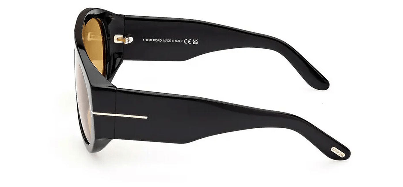 Tom Ford FT1044 Bronson Sunglasses - Shiny Black / Brown