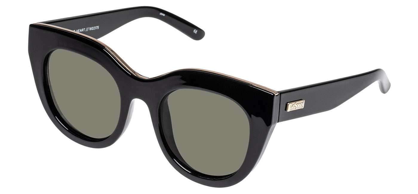 Le Specs Air Heart Sunglasses - Black & Gold / Khaki
