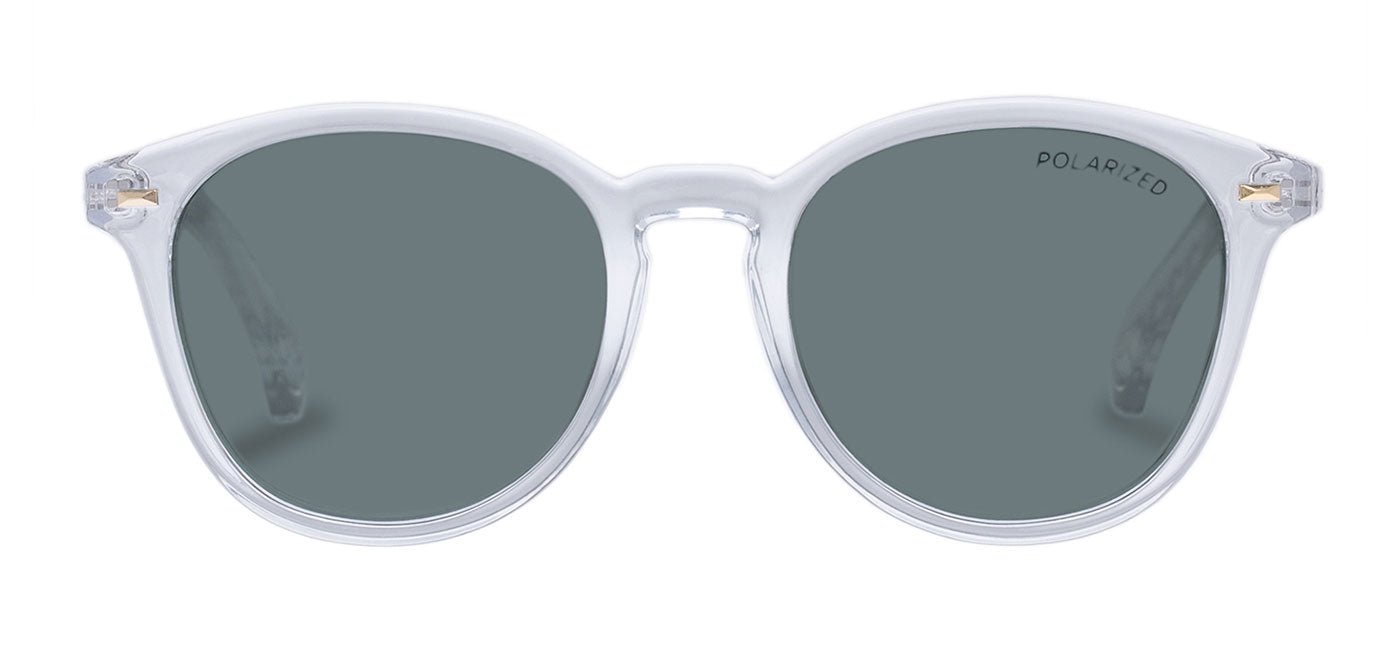 Le Specs Bandwagon Sunglasses - Crystal Clear / Kaki Polarised