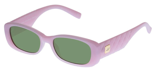 Le Specs Unreal! Quilted Sunglasses - Baby Doll Pink / Green