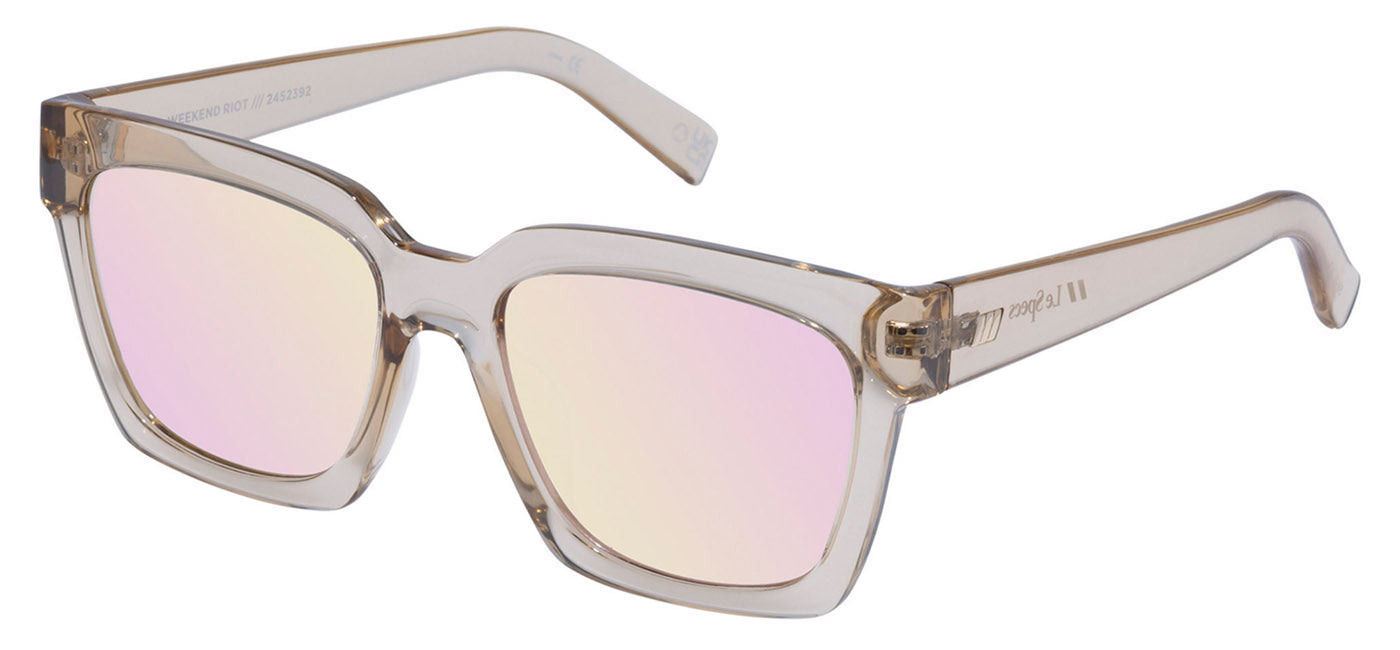 Le Specs Weekend Riot Sunglasses - Sand / Peach Mirror
