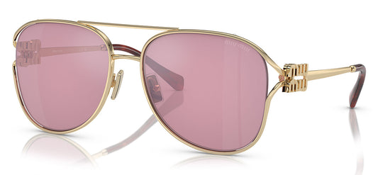 Miu Miu MU 52ZS Sunglasses - Pale Gold / Pink Mirror