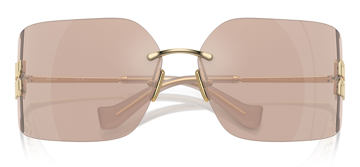 Miu Miu MU 54YS Sunglasses - Pale Gold / Pink Mirror