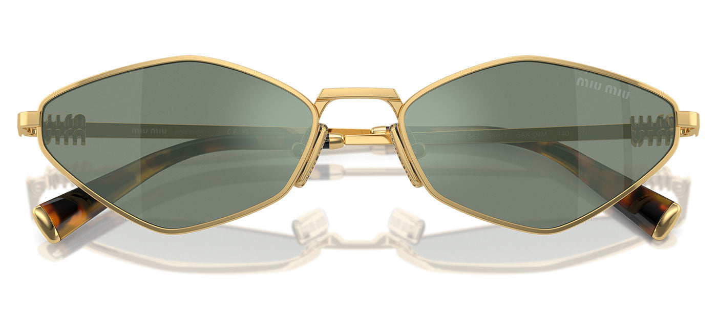 Miu Miu MU 56ZS Sunglasses - Gold / Green Mirror Internal Silver