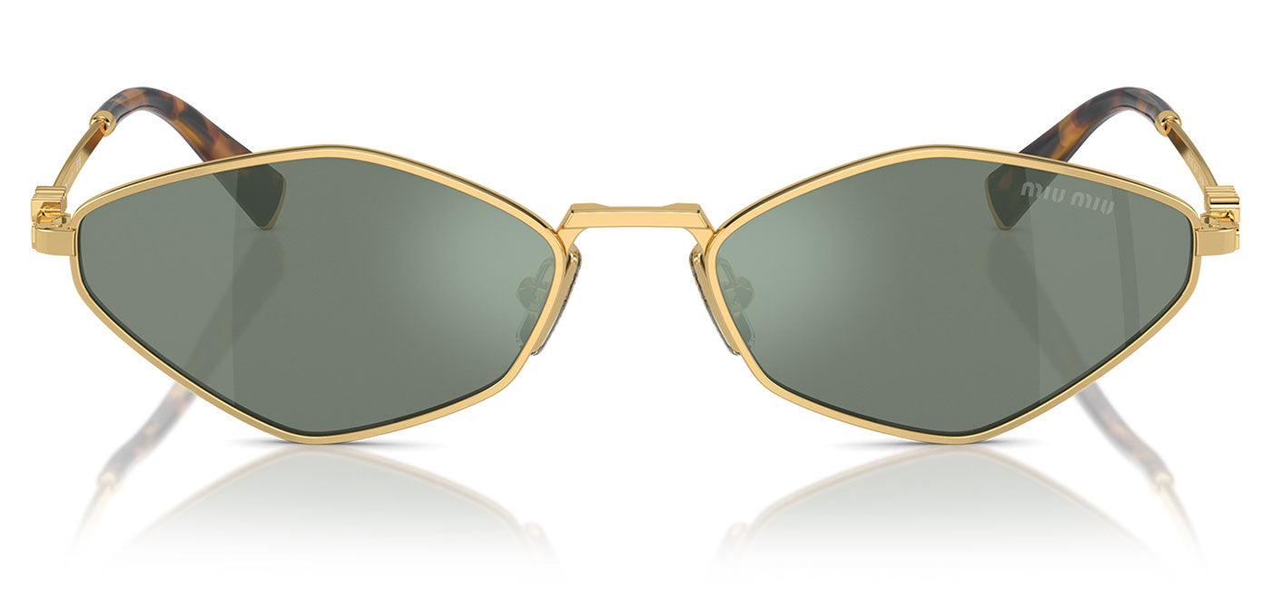 Miu Miu MU 56ZS Sunglasses - Gold / Green Mirror Internal Silver